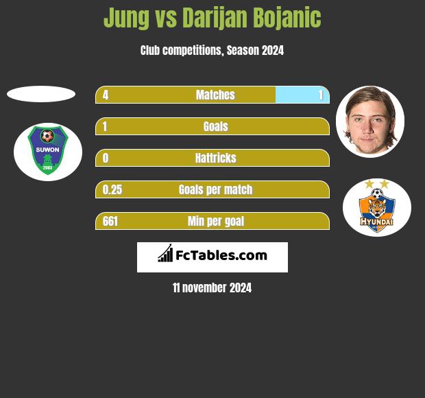 Jung vs Darijan Bojanic h2h player stats