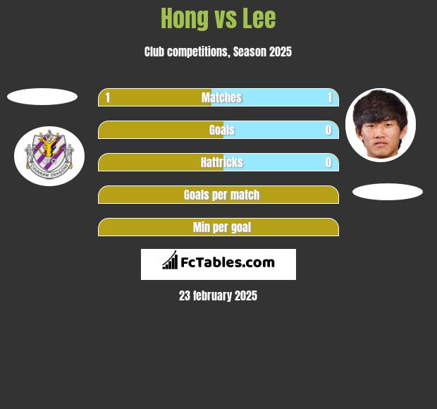 Hong vs Lee h2h player stats