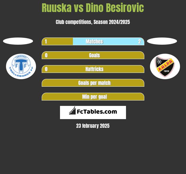 Ruuska vs Dino Besirovic h2h player stats