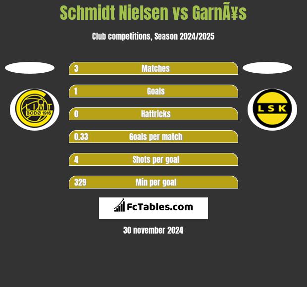 Schmidt Nielsen vs GarnÃ¥s h2h player stats