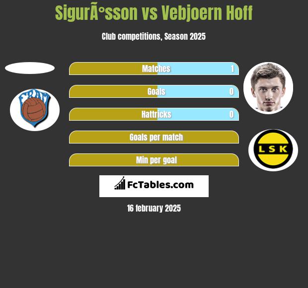 SigurÃ°sson vs Vebjoern Hoff h2h player stats