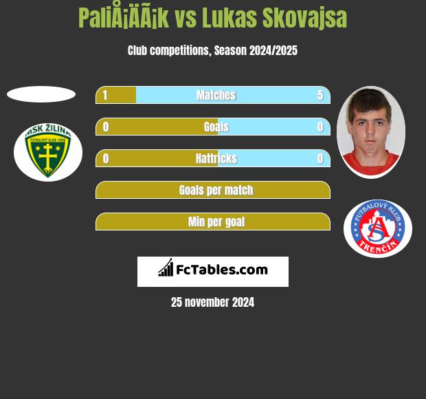 PaliÅ¡ÄÃ¡k vs Lukas Skovajsa h2h player stats