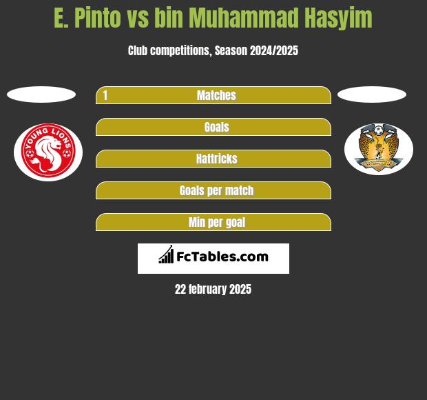 E. Pinto vs bin Muhammad Hasyim h2h player stats