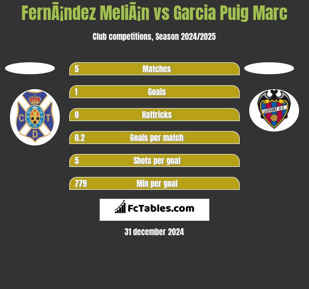 FernÃ¡ndez MeliÃ¡n vs Garcia Puig Marc h2h player stats