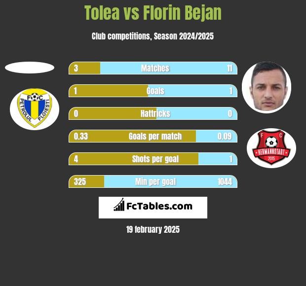 Tolea vs Florin Bejan h2h player stats