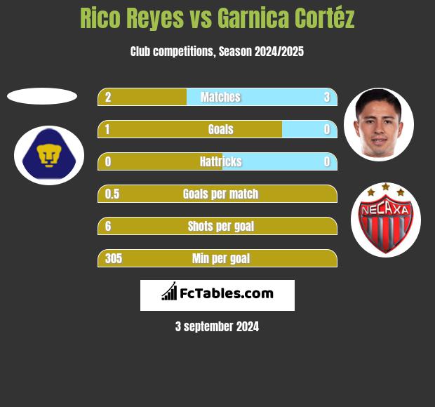 Rico Reyes vs Garnica Cortéz h2h player stats