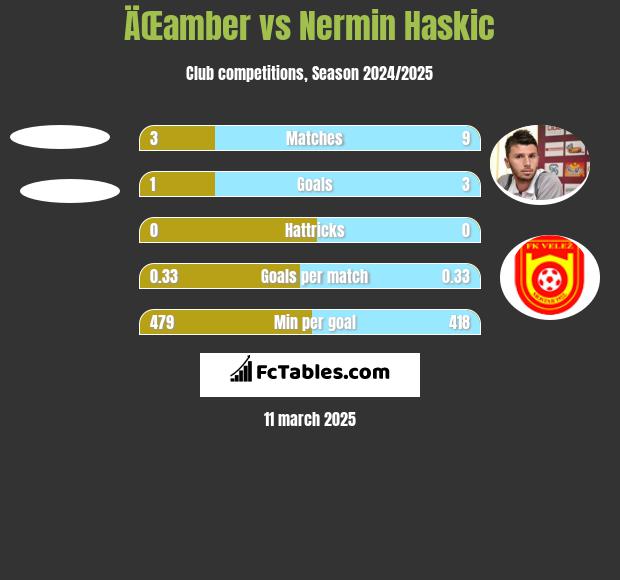 ÄŒamber vs Nermin Haskic h2h player stats