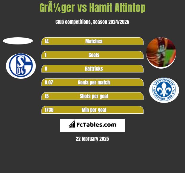 GrÃ¼ger vs Hamit Altintop h2h player stats