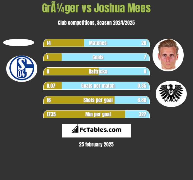 GrÃ¼ger vs Joshua Mees h2h player stats