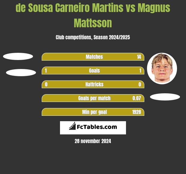 de Sousa Carneiro Martins vs Magnus Mattsson h2h player stats