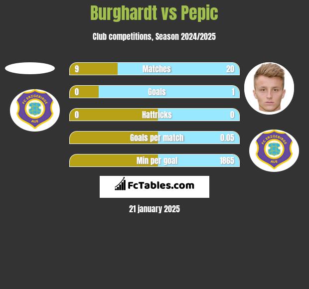 Burghardt vs Pepic h2h player stats