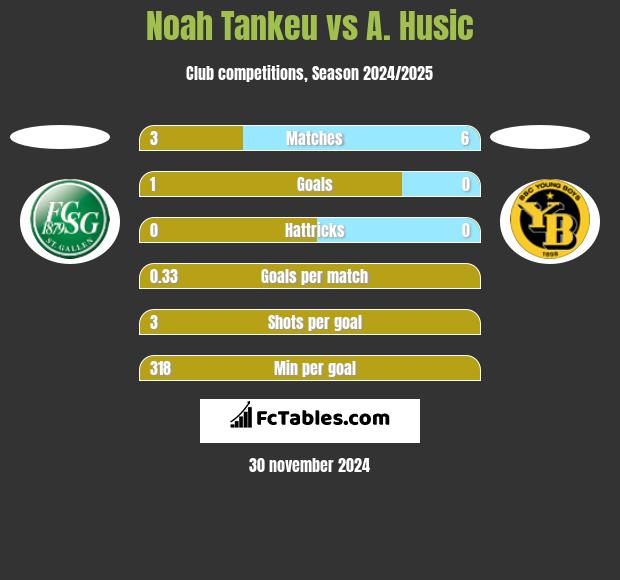 Noah Tankeu vs A. Husic h2h player stats