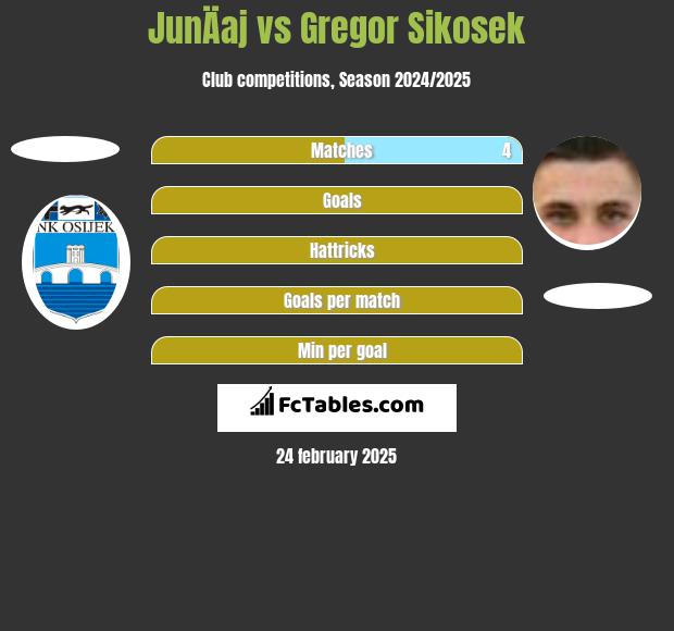 JunÄaj vs Gregor Sikosek h2h player stats