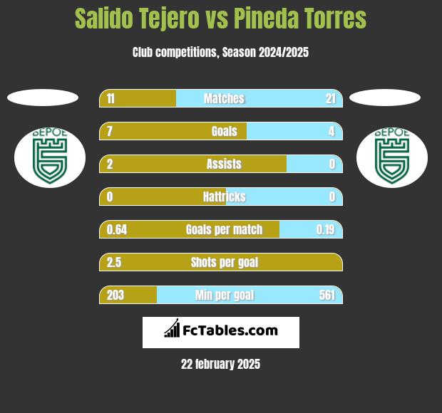 Salido Tejero vs Pineda Torres h2h player stats