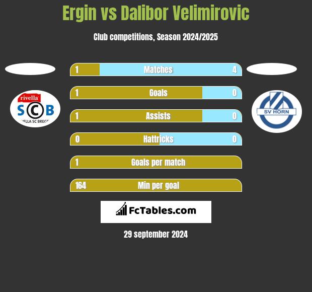 Ergin vs Dalibor Velimirovic h2h player stats