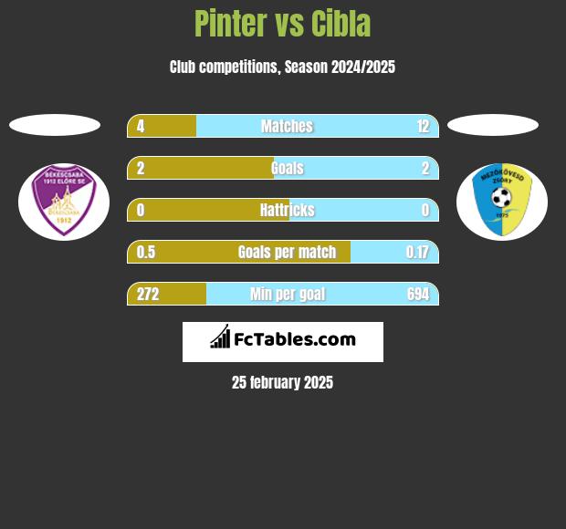 Pinter vs Cibla h2h player stats