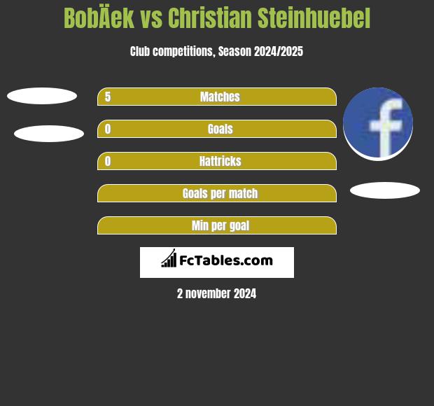 BobÄek vs Christian Steinhuebel h2h player stats