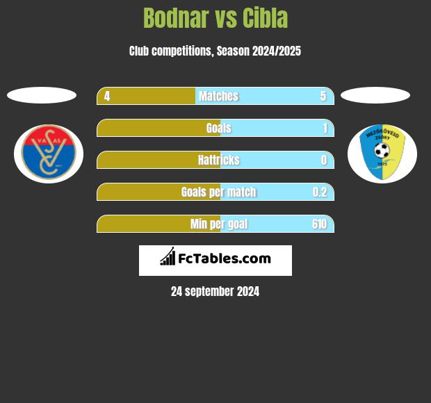 Bodnar vs Cibla h2h player stats