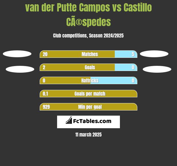 van der Putte Campos vs Castillo CÃ©spedes h2h player stats