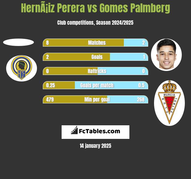 HernÃ¡iz Perera vs Gomes Palmberg h2h player stats