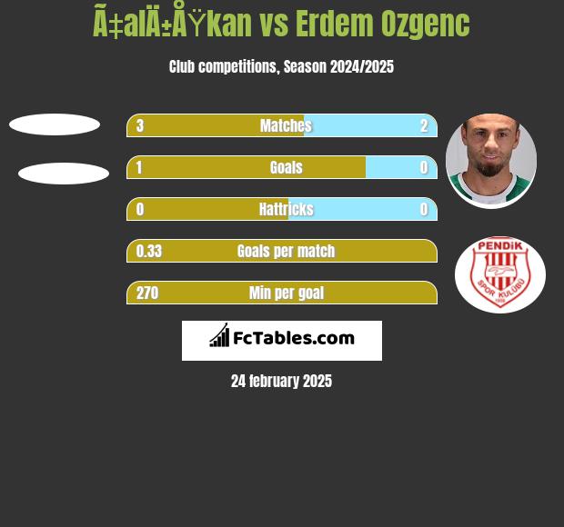 Ã‡alÄ±ÅŸkan vs Erdem Ozgenc h2h player stats