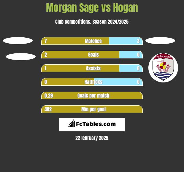 Morgan Sage vs Hogan h2h player stats