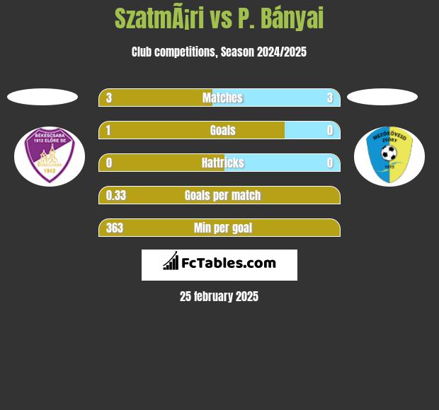 SzatmÃ¡ri vs P. Bányai h2h player stats