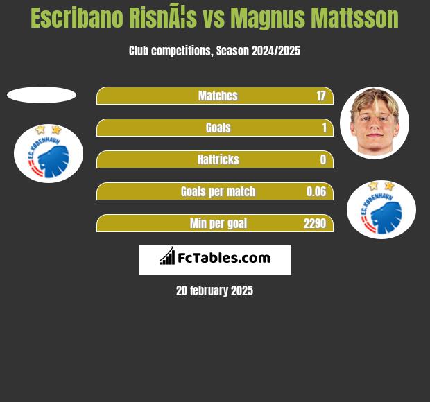 Escribano RisnÃ¦s vs Magnus Mattsson h2h player stats