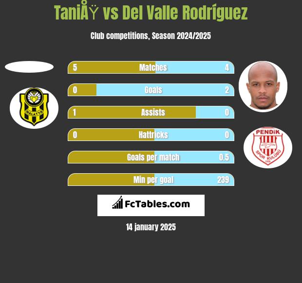 TaniÅŸ vs Del Valle Rodríguez h2h player stats