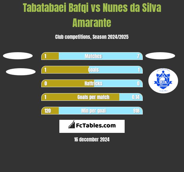 Tabatabaei Bafqi vs Nunes da Silva Amarante h2h player stats