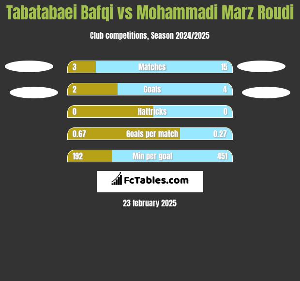 Tabatabaei Bafqi vs Mohammadi Marz Roudi h2h player stats