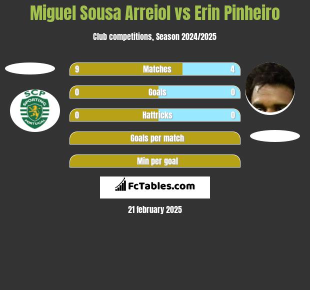 Miguel Sousa Arreiol vs Erin Pinheiro h2h player stats