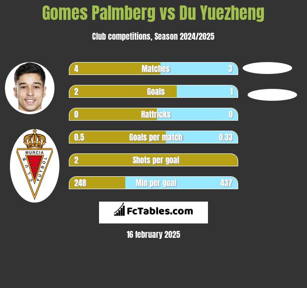 Gomes Palmberg vs Du Yuezheng h2h player stats