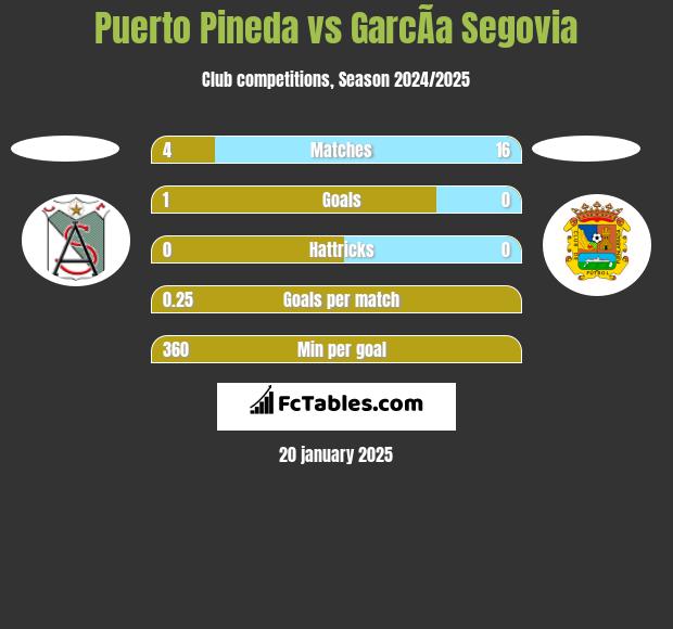 Puerto Pineda vs GarcÃ­a Segovia h2h player stats