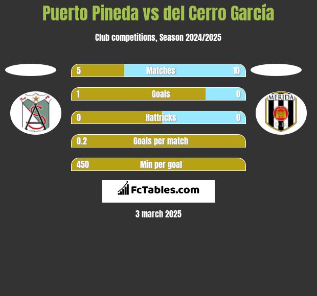 Puerto Pineda vs del Cerro García h2h player stats