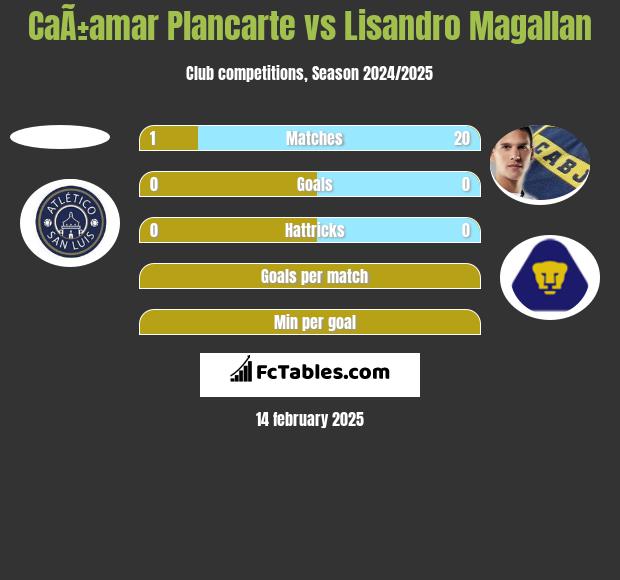 CaÃ±amar Plancarte vs Lisandro Magallan h2h player stats