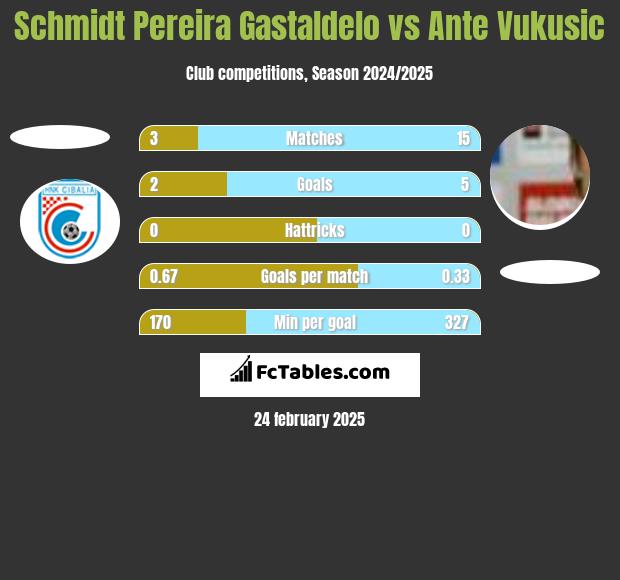 Schmidt Pereira Gastaldelo vs Ante Vukusic h2h player stats