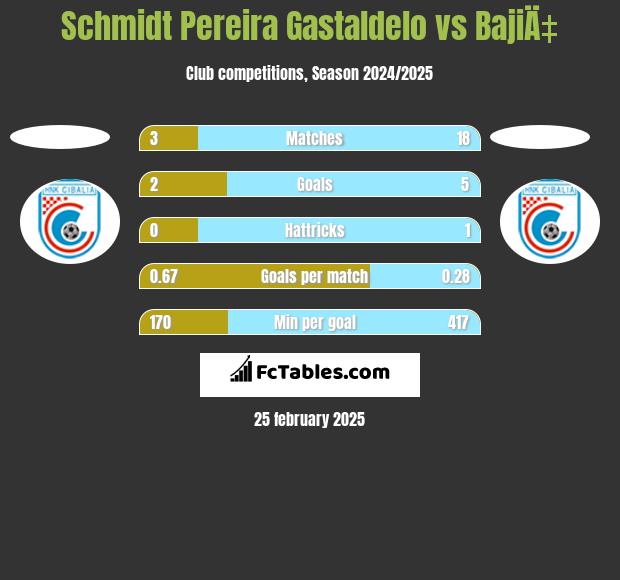 Schmidt Pereira Gastaldelo vs BajiÄ‡ h2h player stats