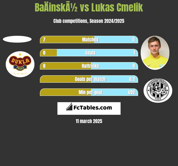 BaÄinskÃ½ vs Lukas Cmelik h2h player stats