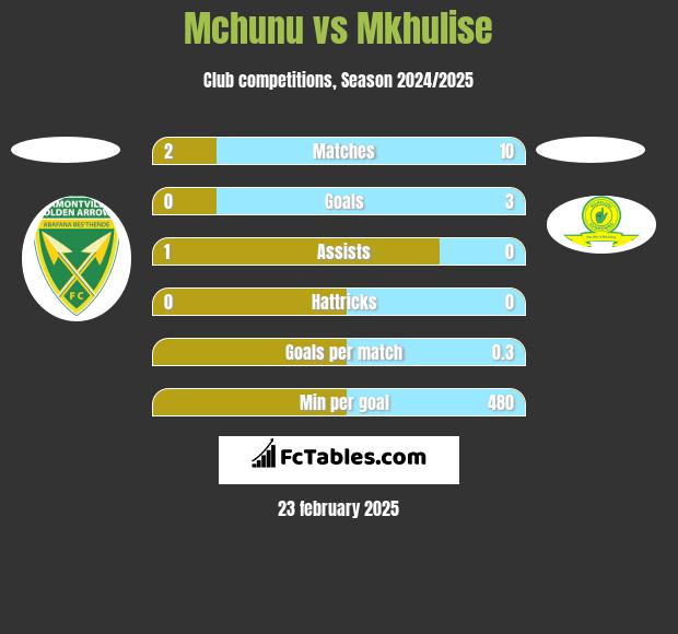 Mchunu vs Mkhulise h2h player stats