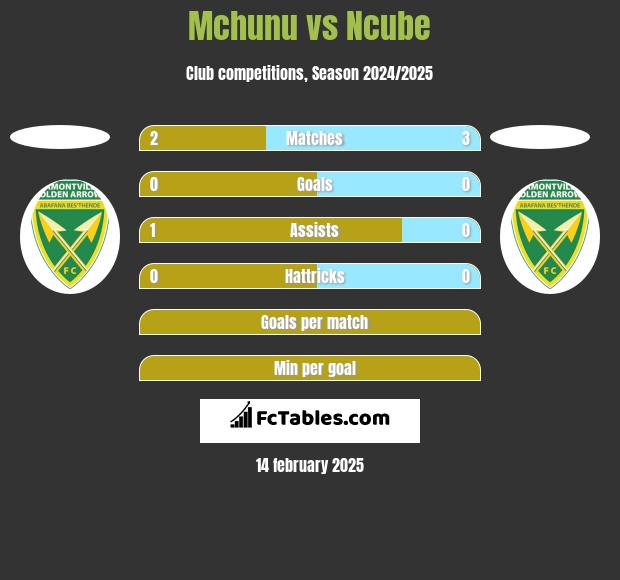 Mchunu vs Ncube h2h player stats