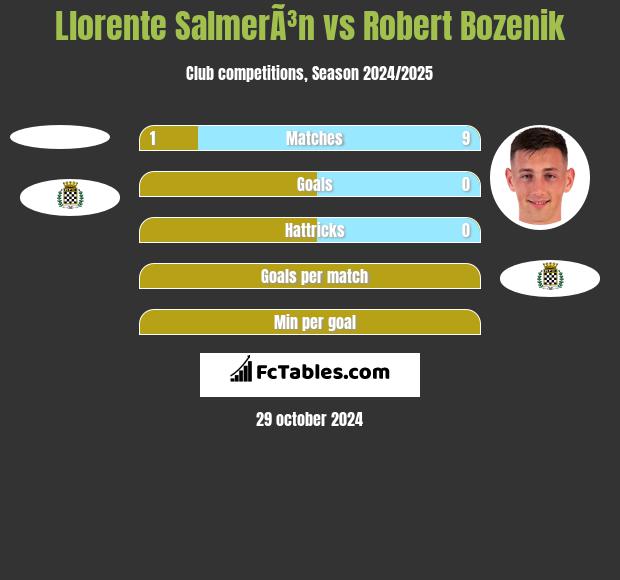 Llorente SalmerÃ³n vs Robert Bozenik h2h player stats