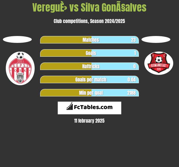 VereguÈ› vs Silva GonÃ§alves h2h player stats